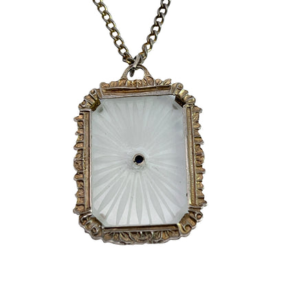 Victorian Sterling silver, camphor glass, and sapphire pendant