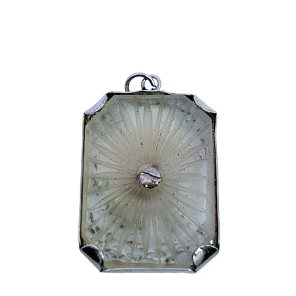 Art Deco Sterling silver, enamel, camphor glass pendant