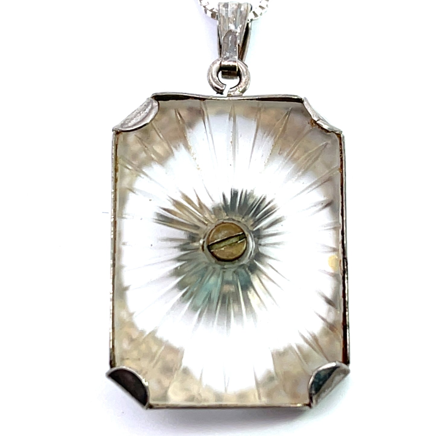 Art Deco Sterling silver, camphor glass, enamel pendant