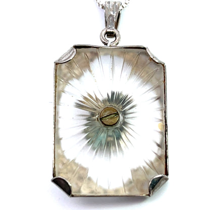 Art Deco Sterling silver, camphor glass, enamel pendant