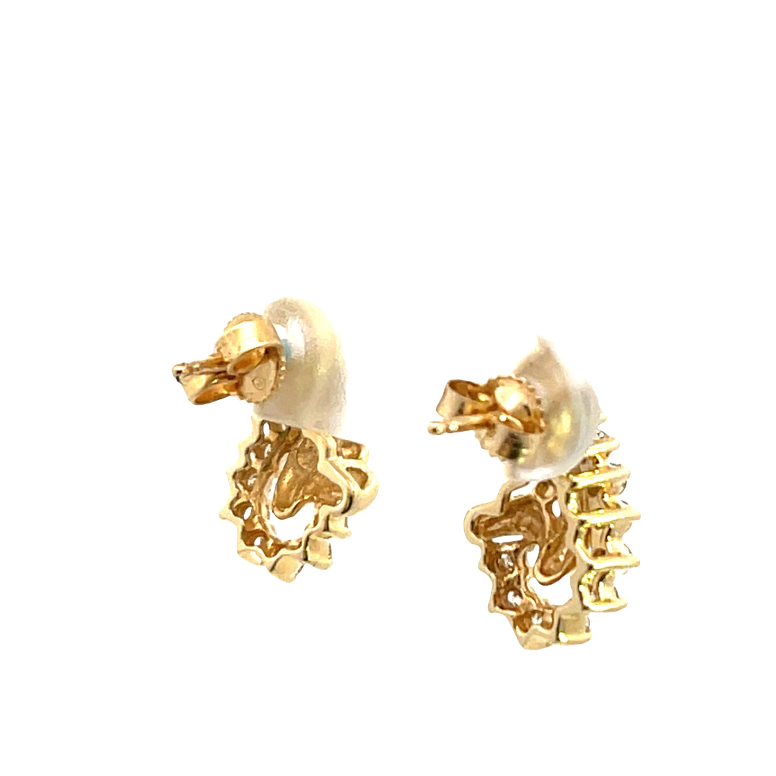 Modern 18KY gold and diamond post earrings