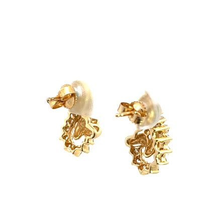 Modern 18KY gold and diamond post earrings