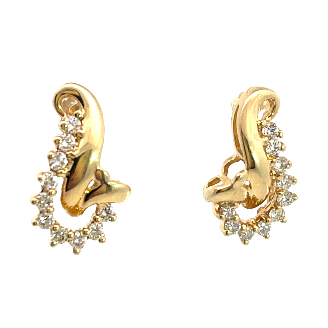 Modern 18KY gold and diamond post earrings