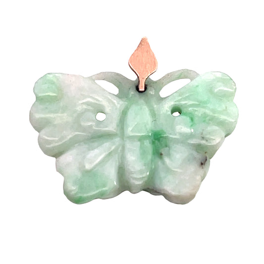 Modern 14KY gold and jade butterfly pendant