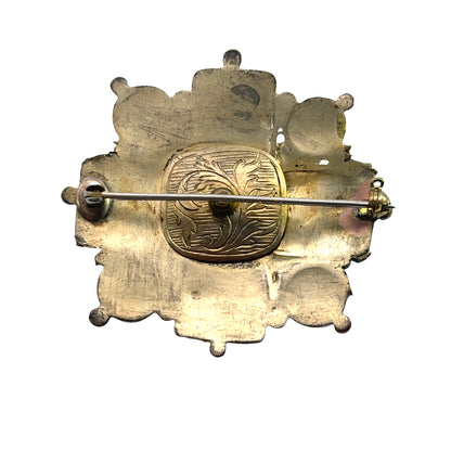 Victorian Gold over Brass banded agate brooch