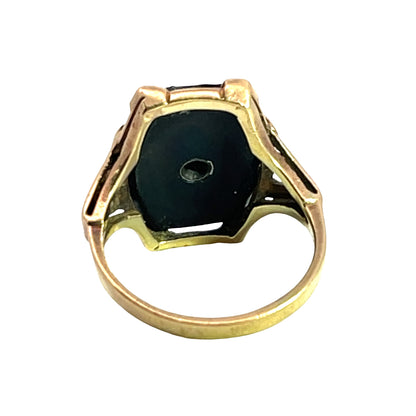 Victorian 10KY gold, jet, and diamond ring