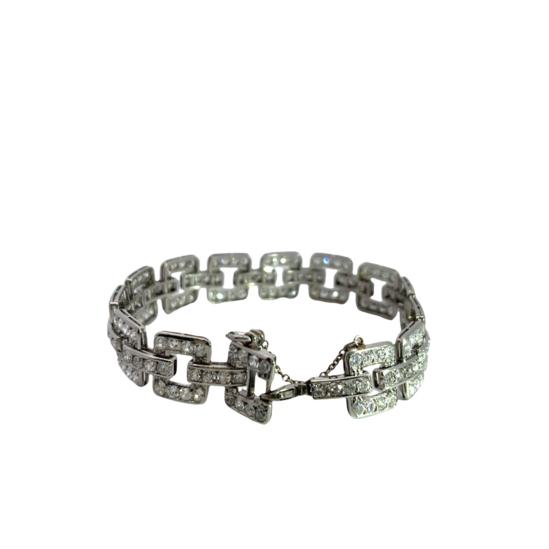 Art Deco Platinum, 18Kwhite gold and 7 CTTW of natural diamonds, link bracelet