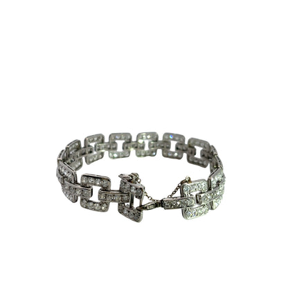 Art Deco Platinum, 18Kwhite gold and 7 CTTW of natural diamonds, link bracelet