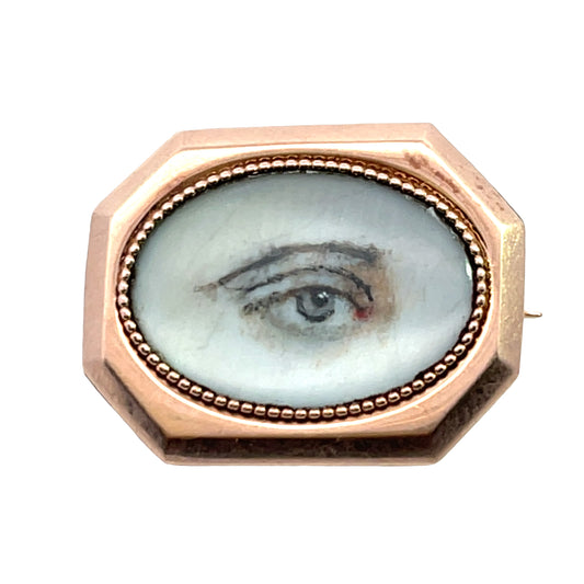 Georgian 15KY rose gold and 'Lover's Eye' Brooch