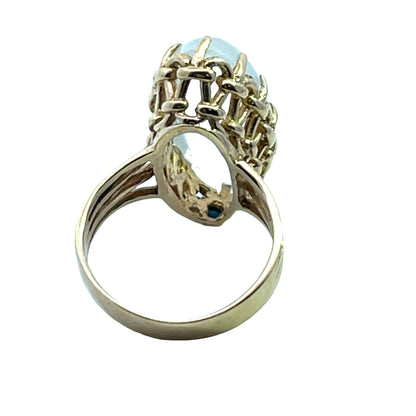 Victorian 14KY gold cat's eye moonstone ring