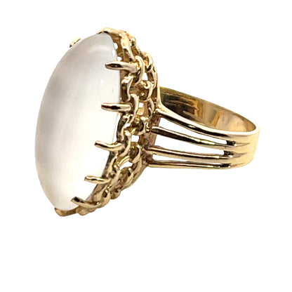 Victorian 14KY gold cat's eye moonstone ring