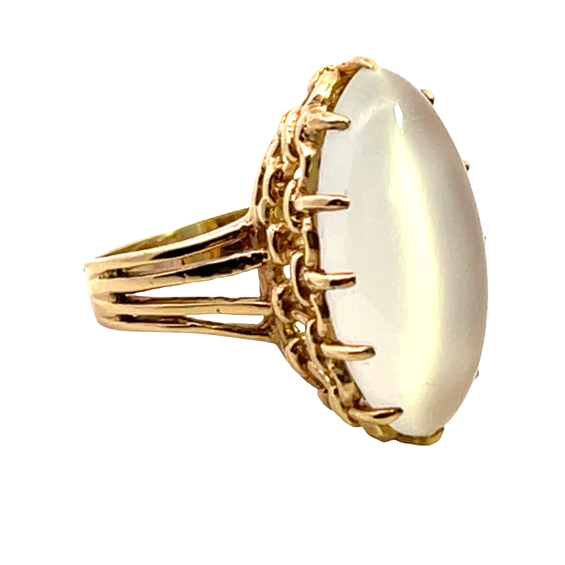 Victorian 14KY gold cat's eye moonstone ring