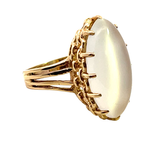 Victorian 14KY gold cat's eye moonstone ring