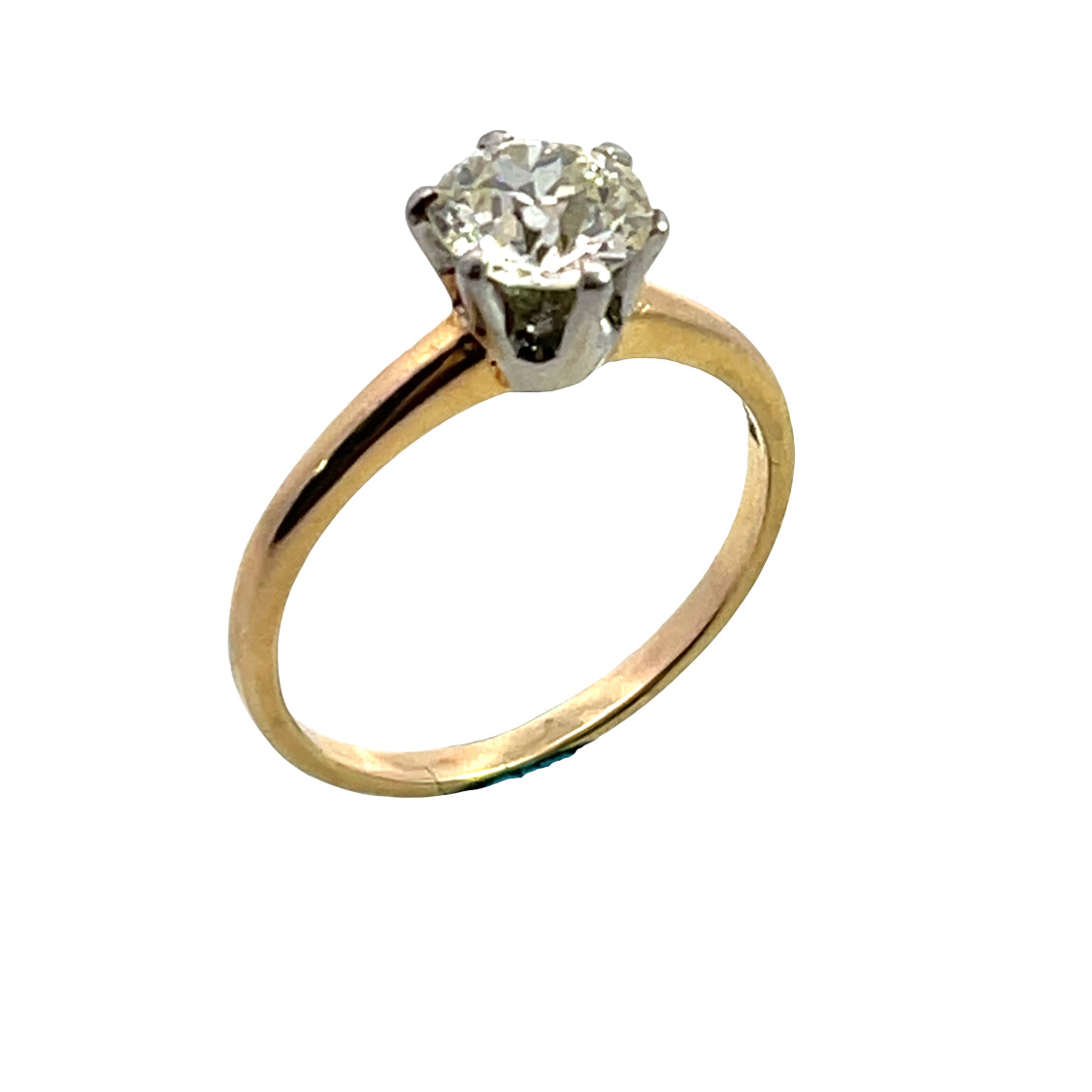 Victorian 14KY gold and platinum diamond solitaire ring