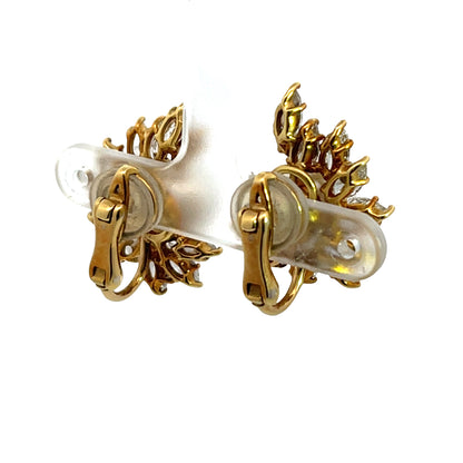 Modern 18KY gold, diamond, and South Seas pearl earrings