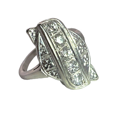 Art Deco 14K white gold and diamond ring