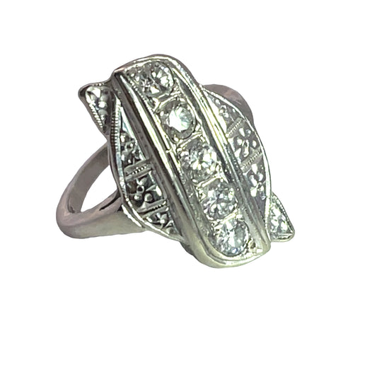 Art Deco 14K white gold and diamond ring