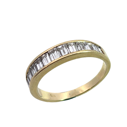 Modern 18KY gold and channel set diamond baguette ring
