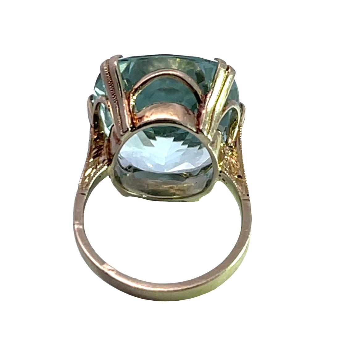 Art Deco 18K white and yellow gold aquamarine ring