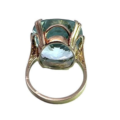 Art Deco 18K white and yellow gold aquamarine ring