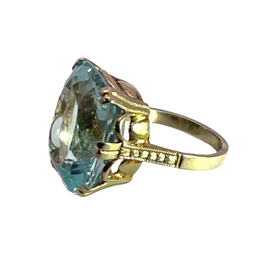 Art Deco 18K white and yellow gold aquamarine ring