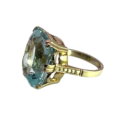 Art Deco 18K white and yellow gold aquamarine ring