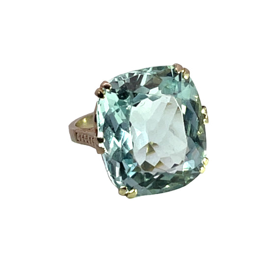 Art Deco 18K white and yellow gold aquamarine ring