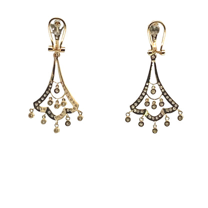 Modern 14KY gold and diamond chandelier style drop earrings