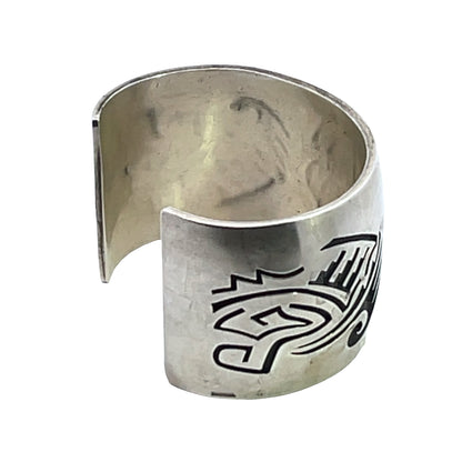Native American Sterling Silver overlay cuff Kokopelli bracelet