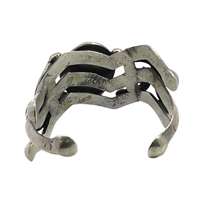 Native American Sterling Silver Turquoise Tufa cast cuff bracelet