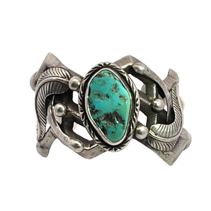 Native American Sterling Silver Turquoise Tufa cast cuff bracelet