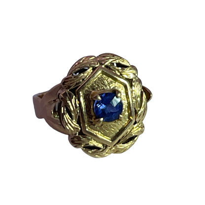 Victorian 18KY gold and sapphire shield ring