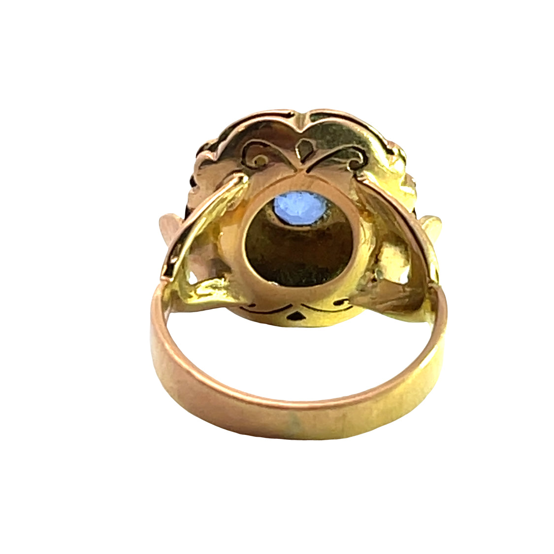Victorian 18KY gold and sapphire shield ring
