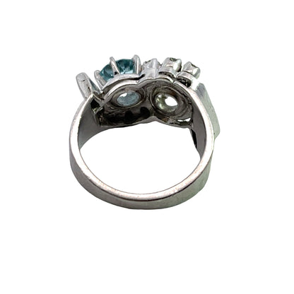 Art Deco Platinum, diamond and aquamarine ring