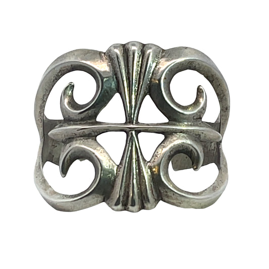 Native American Sterling silver Tufa cast cuff bracelet