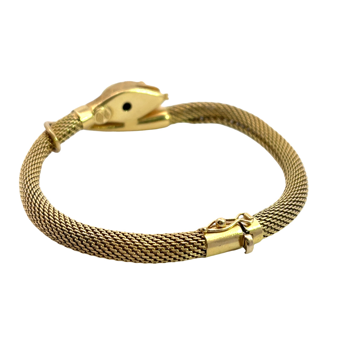 Modern 18KY gold, turquoise and Persian turquoise mesh snake bracelet