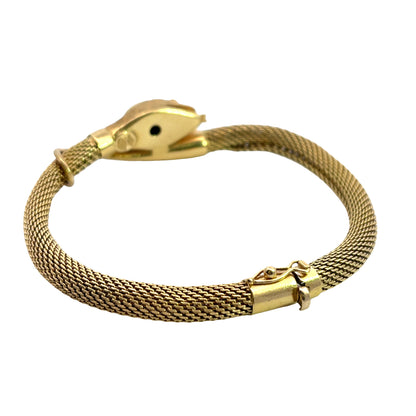Modern 18KY gold, turquoise and Persian turquoise mesh snake bracelet
