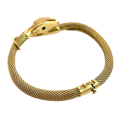 Modern 18KY gold, turquoise and Persian turquoise mesh snake bracelet