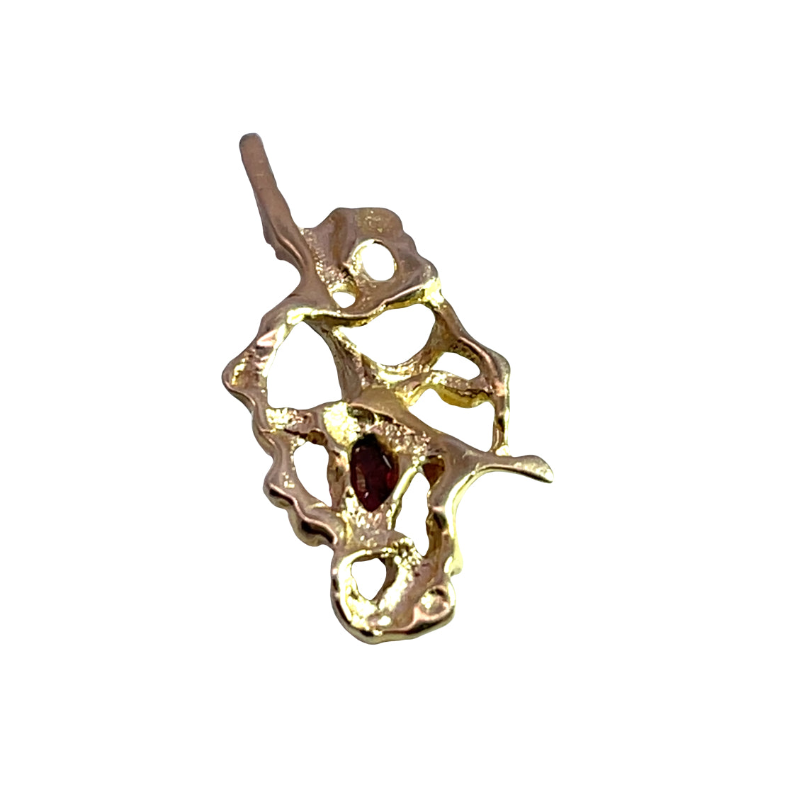 Brutalist 14KY gold and ruby pendant