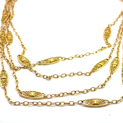Victorian 18KY gold over gilded bronze 'Ormolu' chain necklace