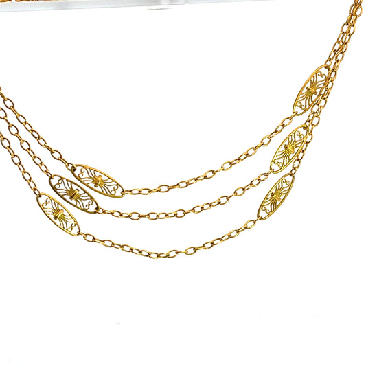 Victorian 18KY gold over gilded bronze 'Ormolu' chain necklace