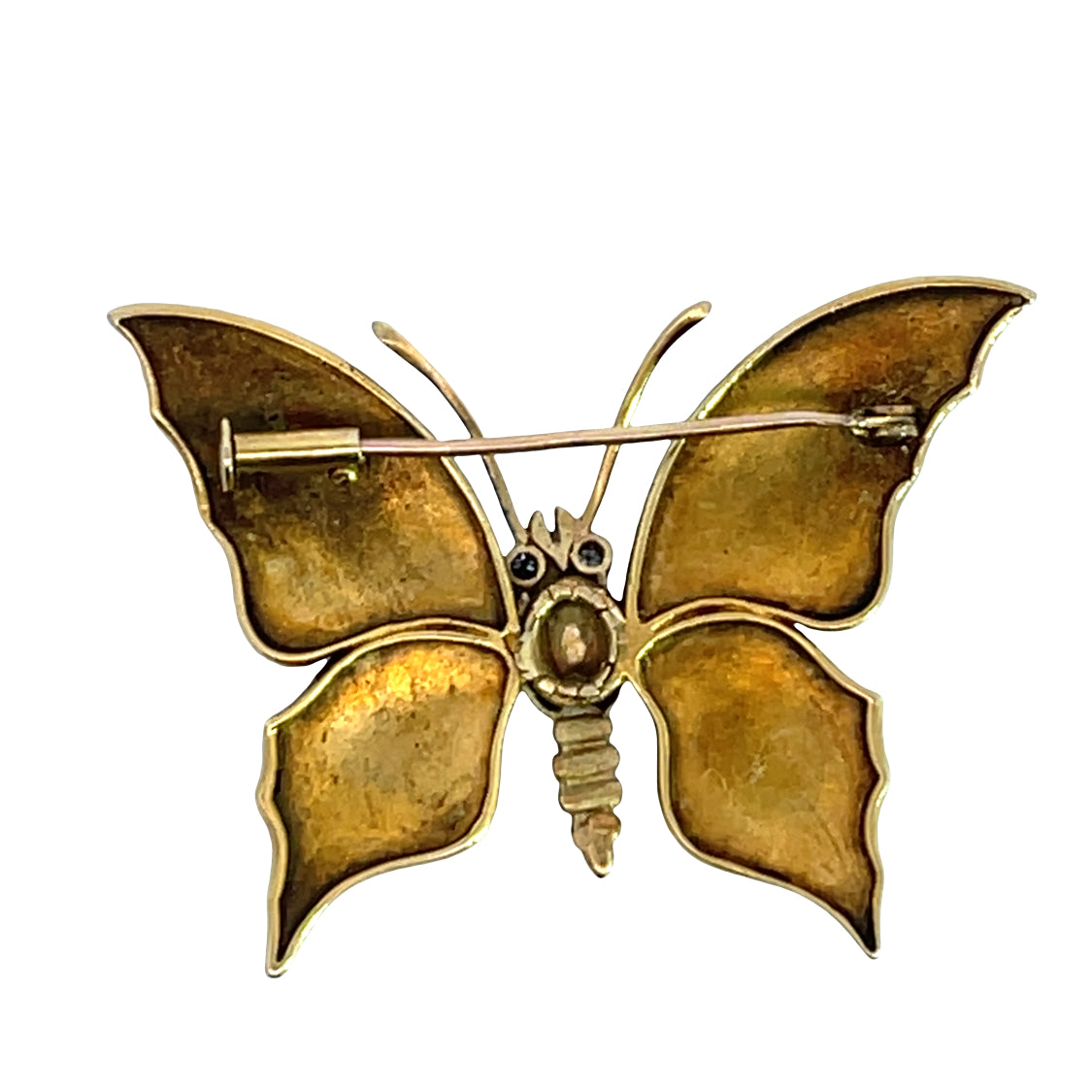 Modern 18KY gold and enamel butterfly brooch