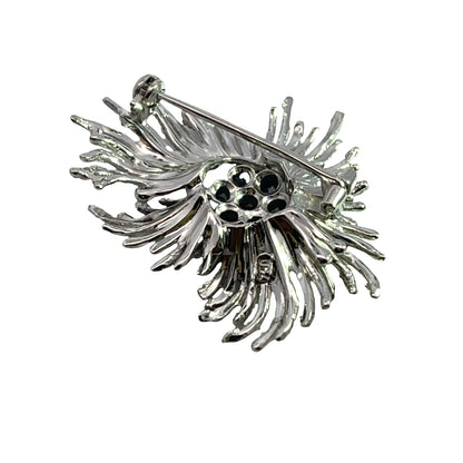 Modern 18K white gold and sapphire brooch