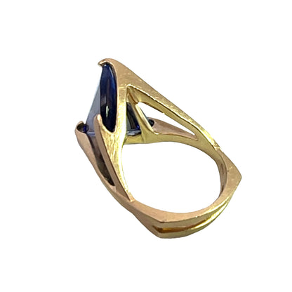 Modern 14KY gold Synthetic Sapphire ring