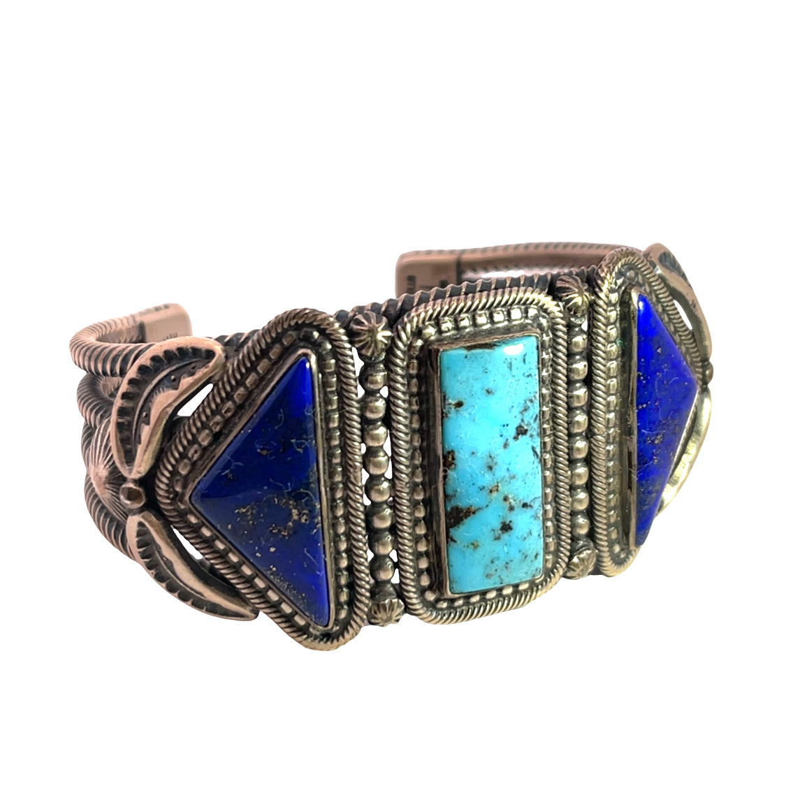 Native American Sterling Silver, turquoise, and lapis cuff bracelet