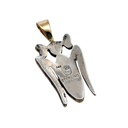 Native American Sterling silver with 14Ky gold overlay corn maiden pendant