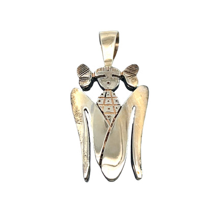 Native American Sterling silver with 14Ky gold overlay corn maiden pendant