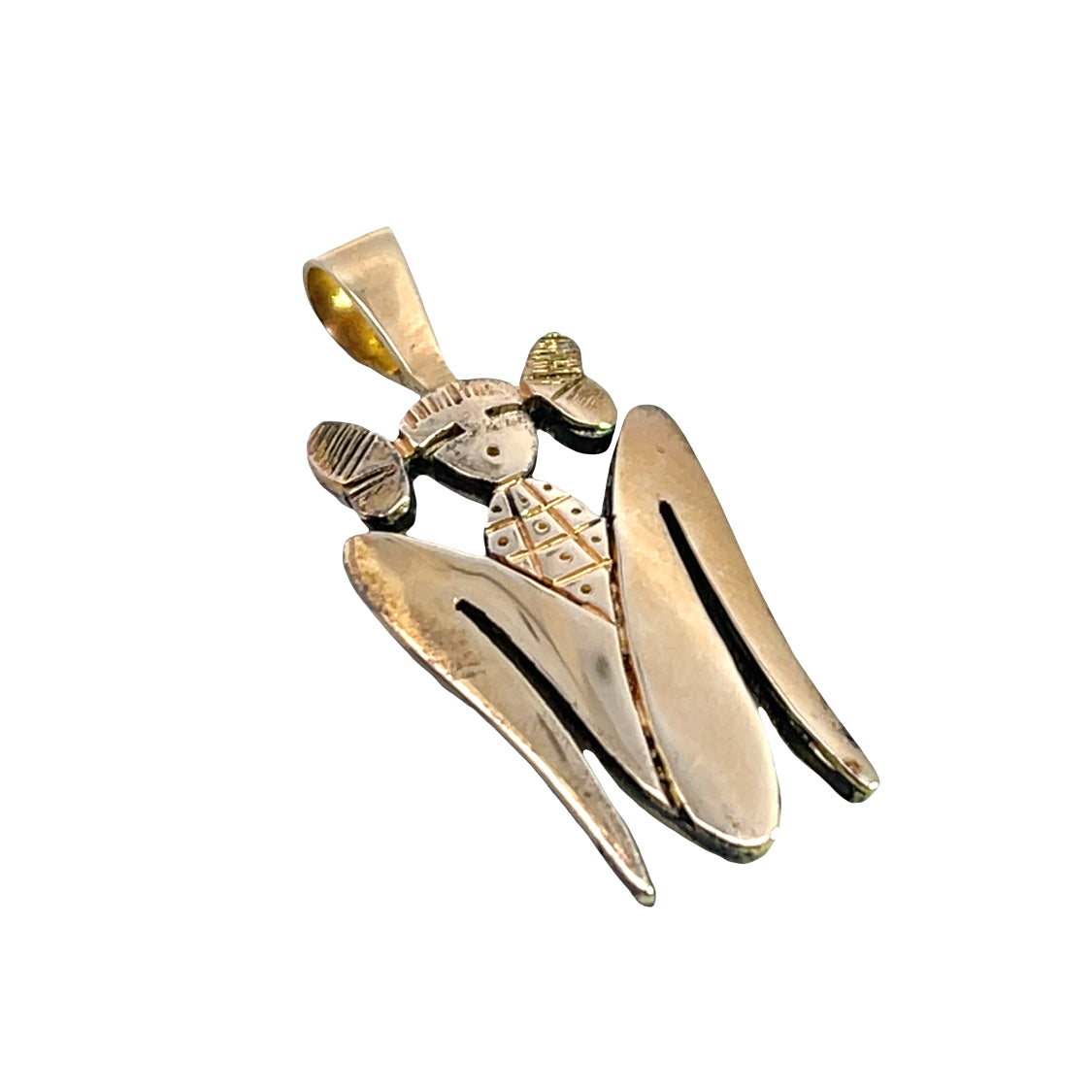 Native American Sterling silver with 14Ky gold overlay corn maiden pendant