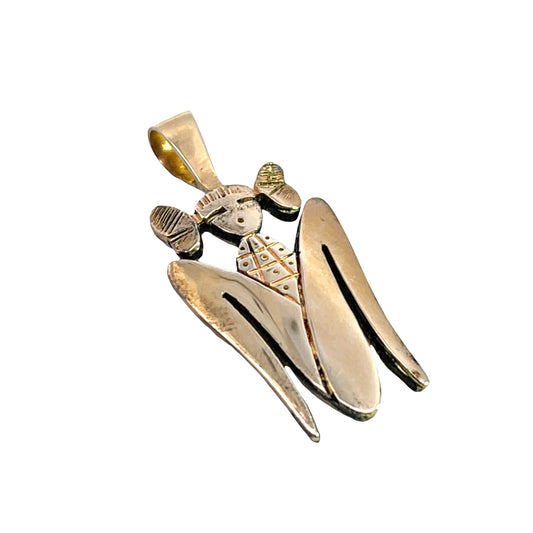 Native American Sterling silver with 14Ky gold overlay corn maiden pendant