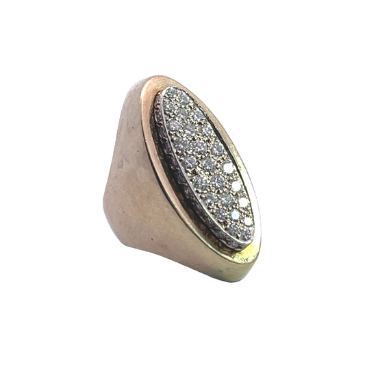Modern 18KY gold and natural white diamond La Triomphe ring